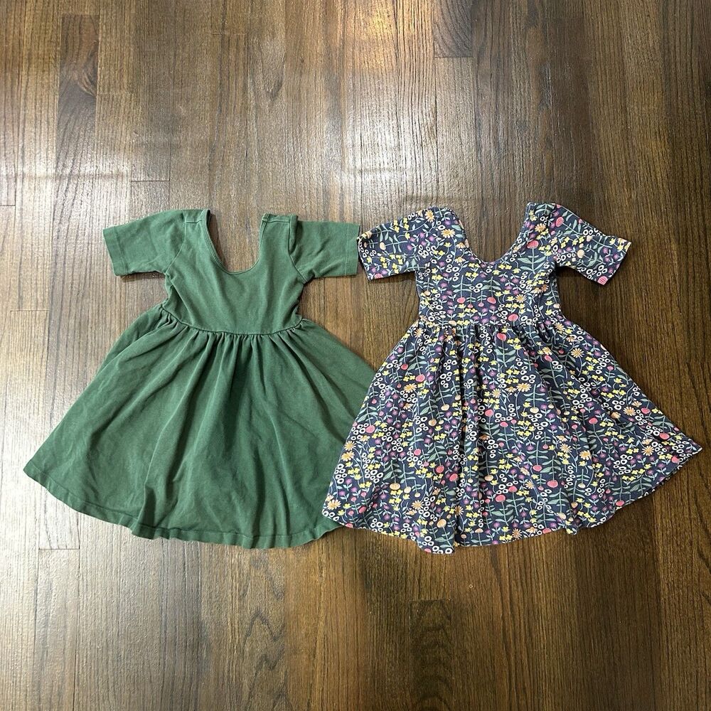 Alice & Ames 3T Green And Floral Cotton Dress Bundle Of 2